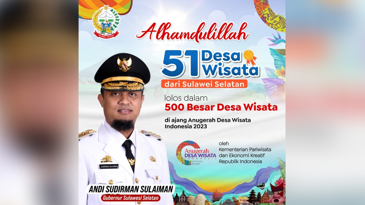 51 Desa Wisata Sulsel, Masuk 500 Besar Anugerah Desa Wisata Indonesia  Kemenparekraf