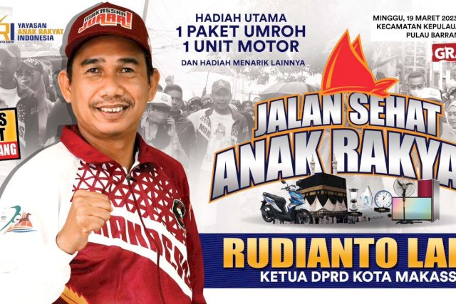 Besok, Ketua DPRD Makassar Rudianto Lallo Sapa Warga Sangkarrang Lewat Jalan Sehat Anak Rakyat